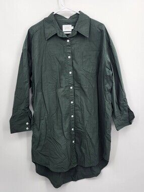 Things Between dark green oversized button-down shirt dress SZ S